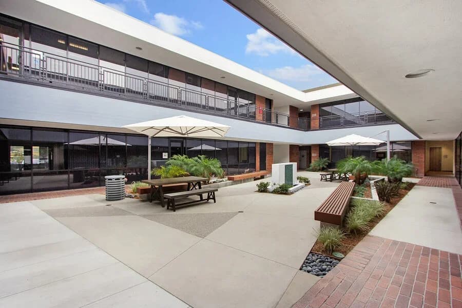 The landscaped courtyard outside the Alliance Psychiatric Group office
